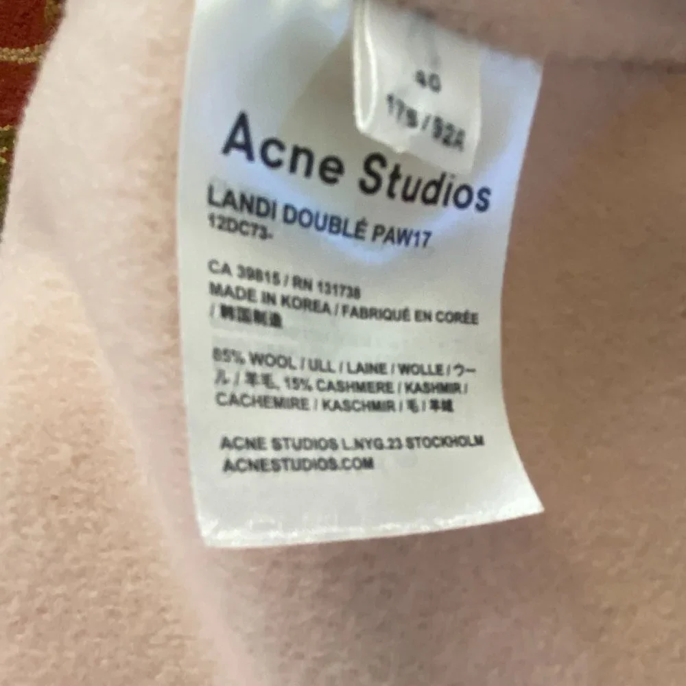 ACNE STUDIOS COAT LANDI DOUBLE FACE WOOL CASHMERE COAT PASTEL PINK SIZE 40 M - Picture 8 of 12